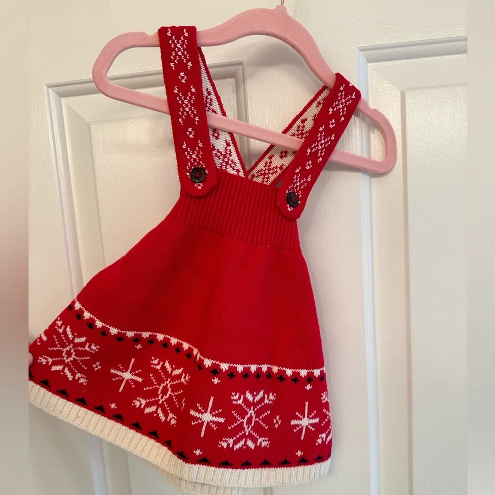 Hanna Andersson Baby Holiday Sweater Dress, Size 6-12 months